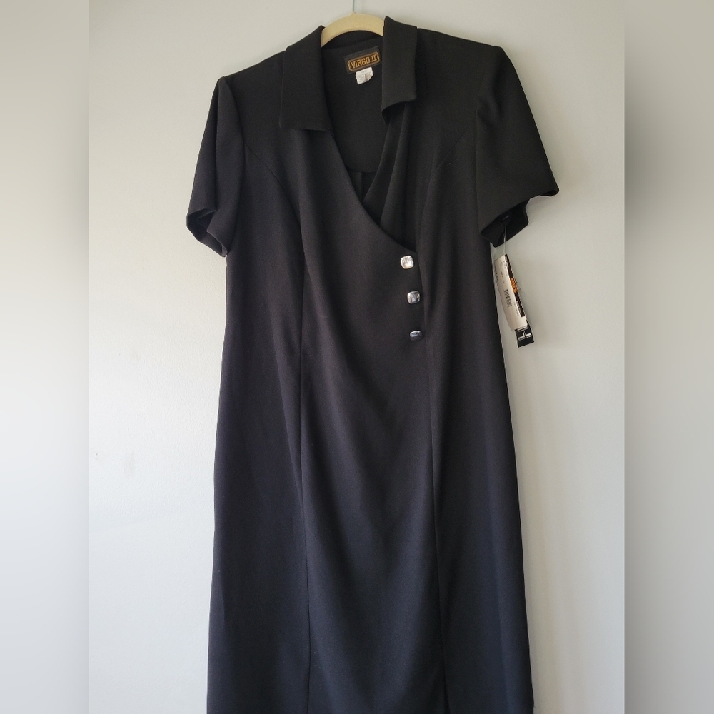 Vintage Virgo II black dress NWT button details 12
